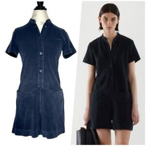 COS | Women | Dark Navy Casual Terry Towelling Playsuit Romper | Size XS